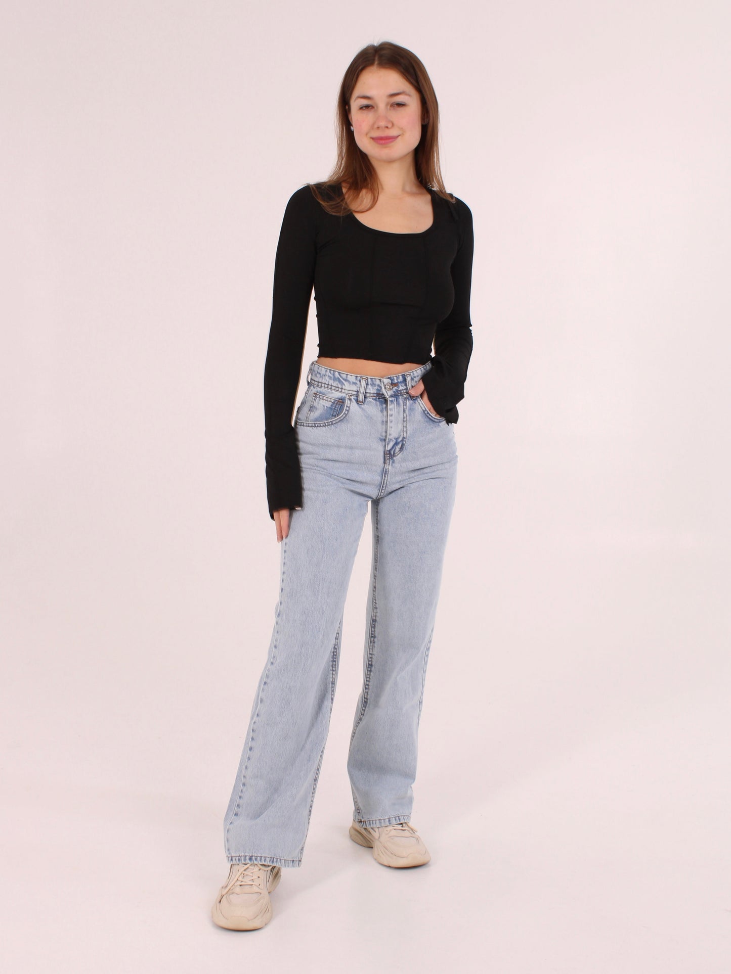 Light Blue ANNA Straight Leg Full Length Jeans
