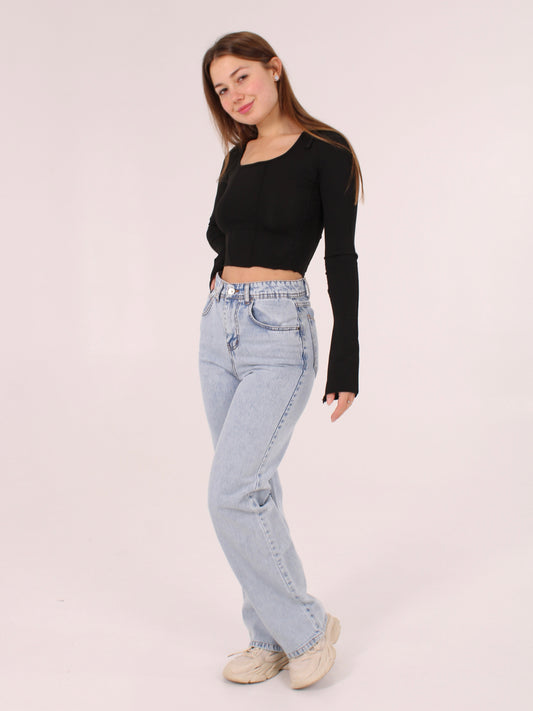 Light Blue ANNA Straight Leg Full Length Jeans