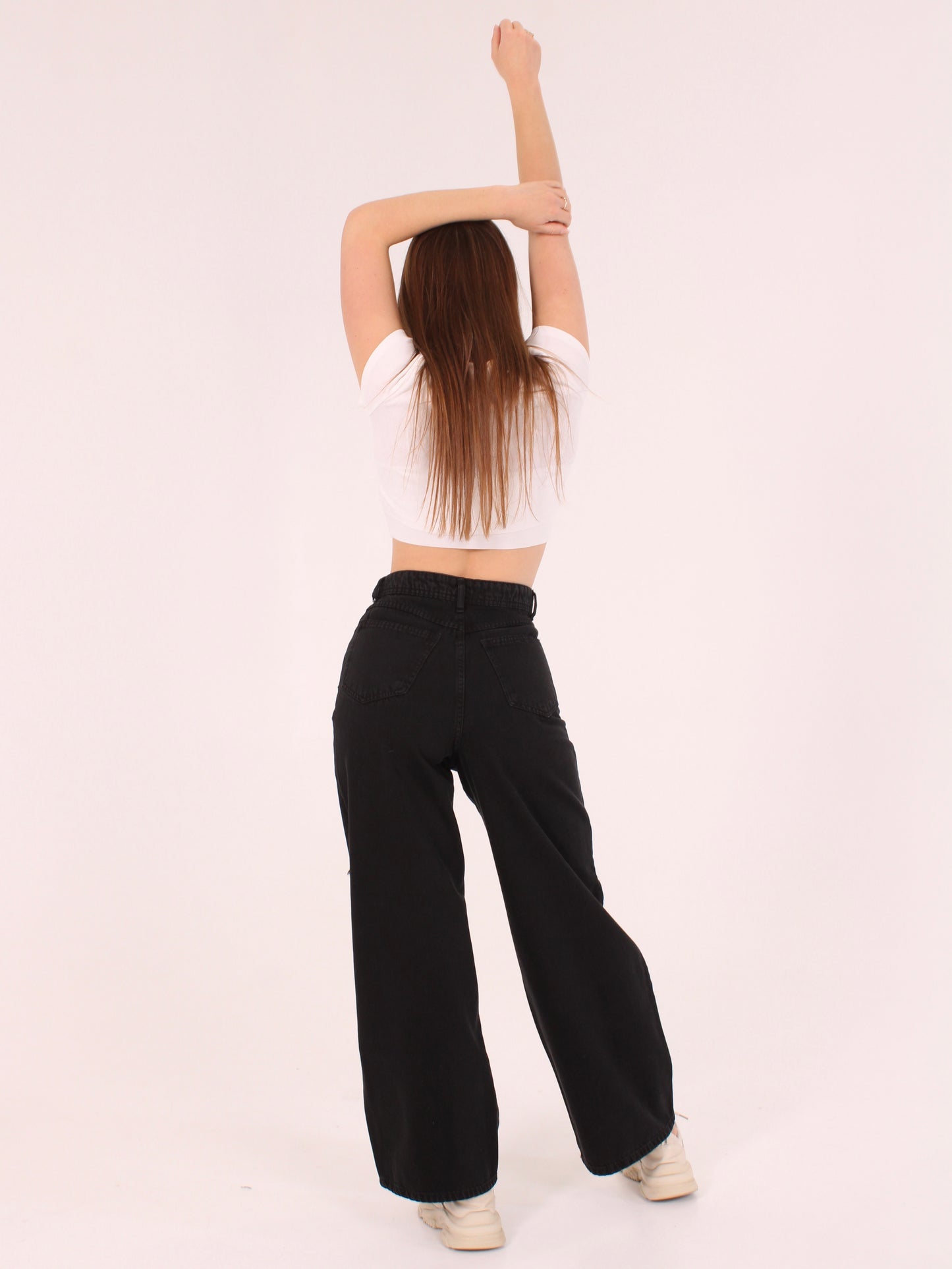 Washed Black Ripped Masha Wide Leg Jeans