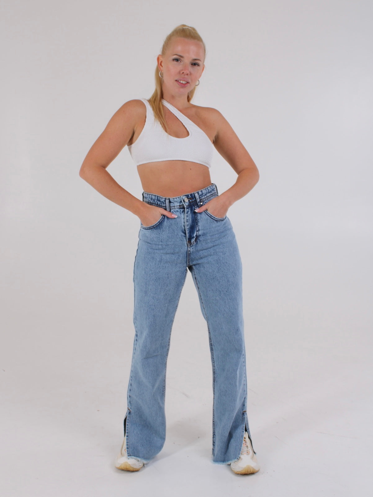 Ocean Blue Anna Straight Leg Cropped Hem Split