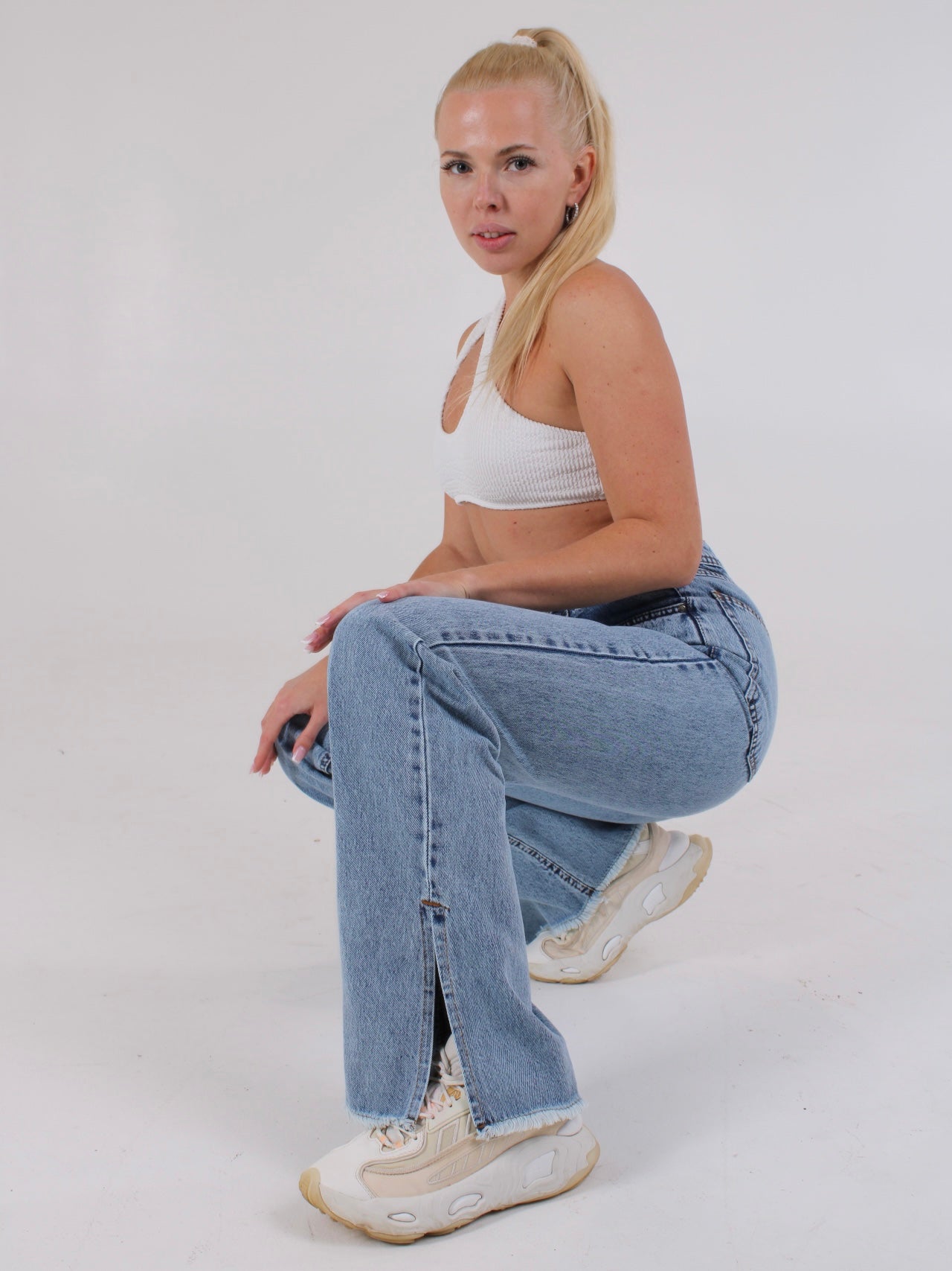 Ocean Blue Anna Straight Leg Cropped Hem Split