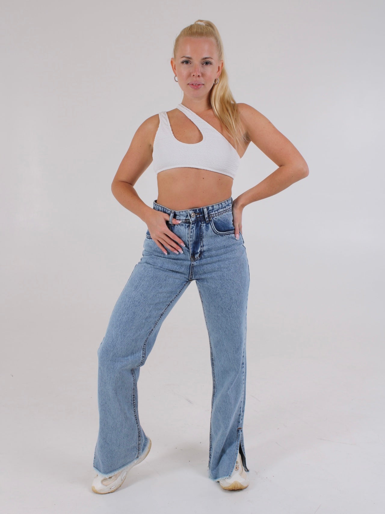 Ocean Blue Anna Straight Leg Cropped Hem Split