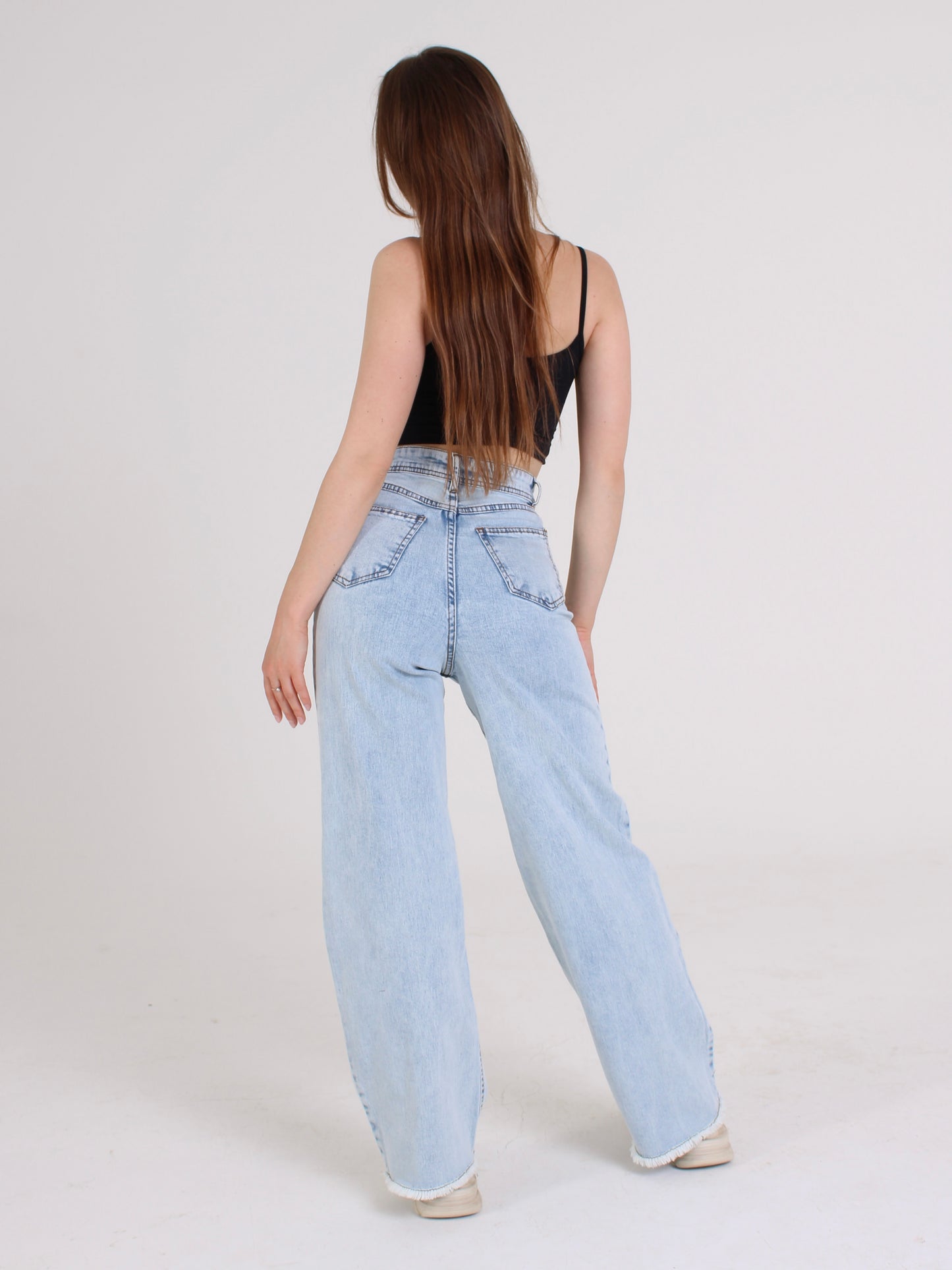 Light Blue Cropped Masha Wide Leg Jeans