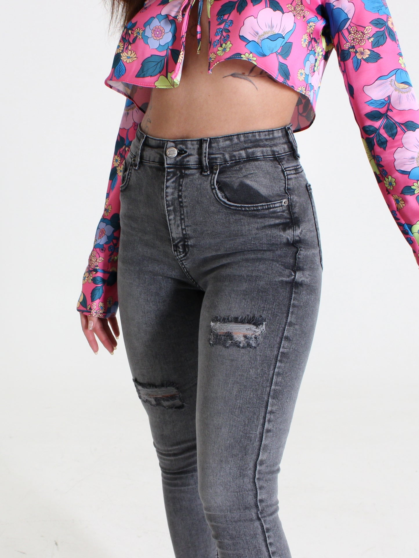Light Grey Yulia High Waisted Jeans