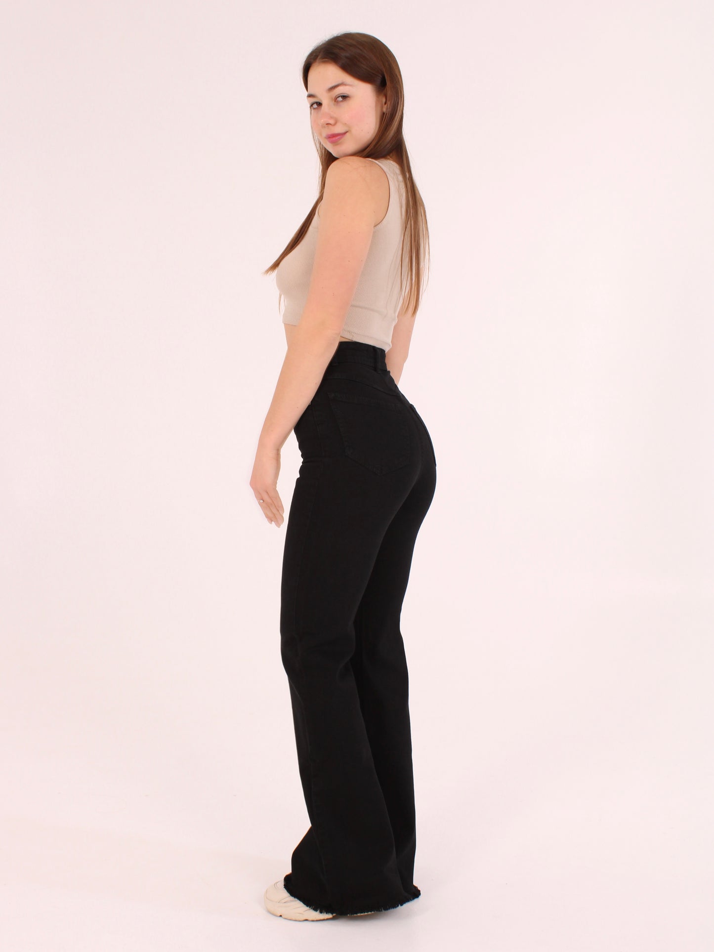 Cropped Black Viki Flared 70's