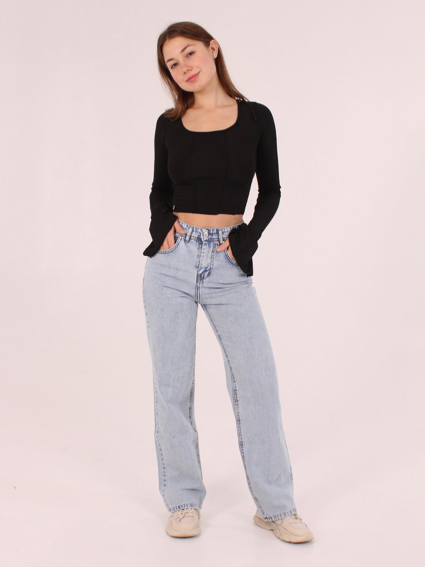 Light Blue ANNA Straight Leg Full Length Jeans