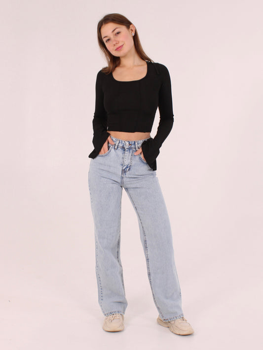 Light Blue ANNA Straight Leg Full Length Jeans