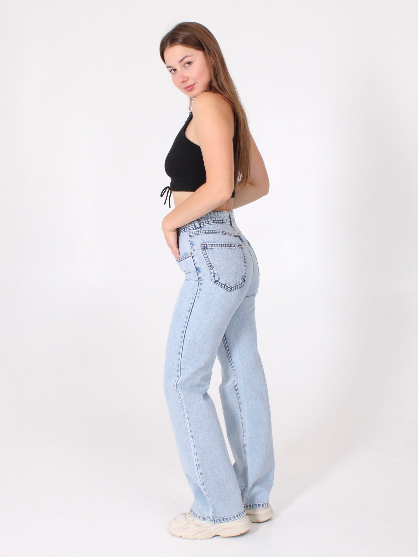 ( Pre-Order ) Light Blue Anna Straight Leg Full Length Jeans