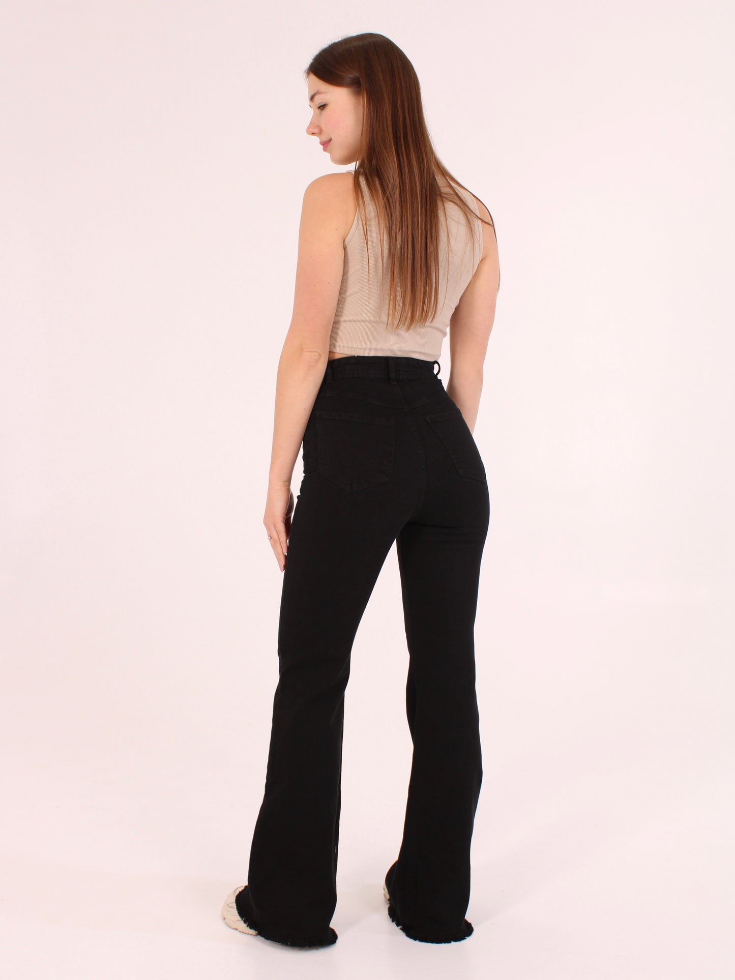 Cropped Black Viki Flared 70's
