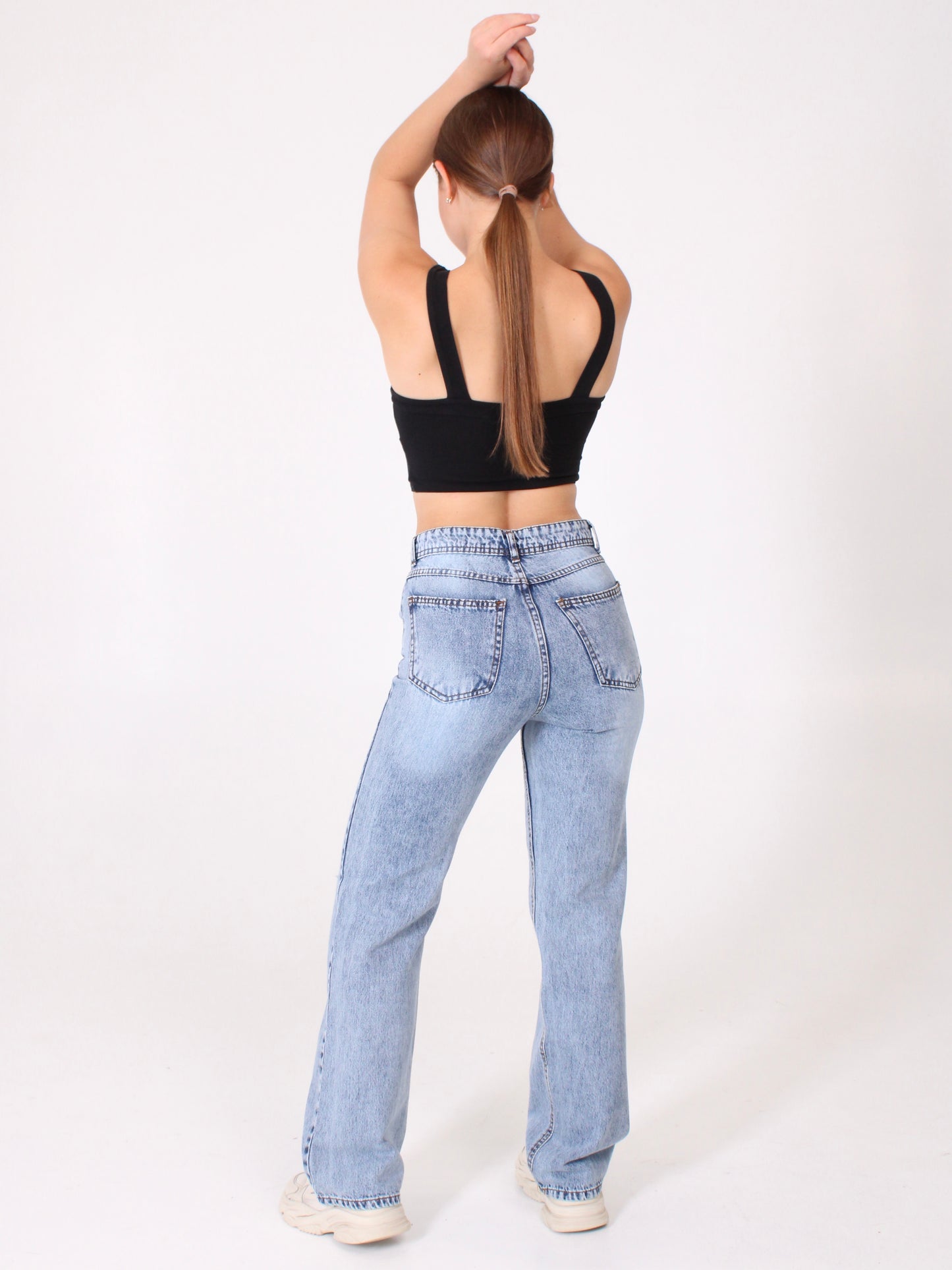 Ocean Blue Ripped Anna Straight Leg Full Length Jeans