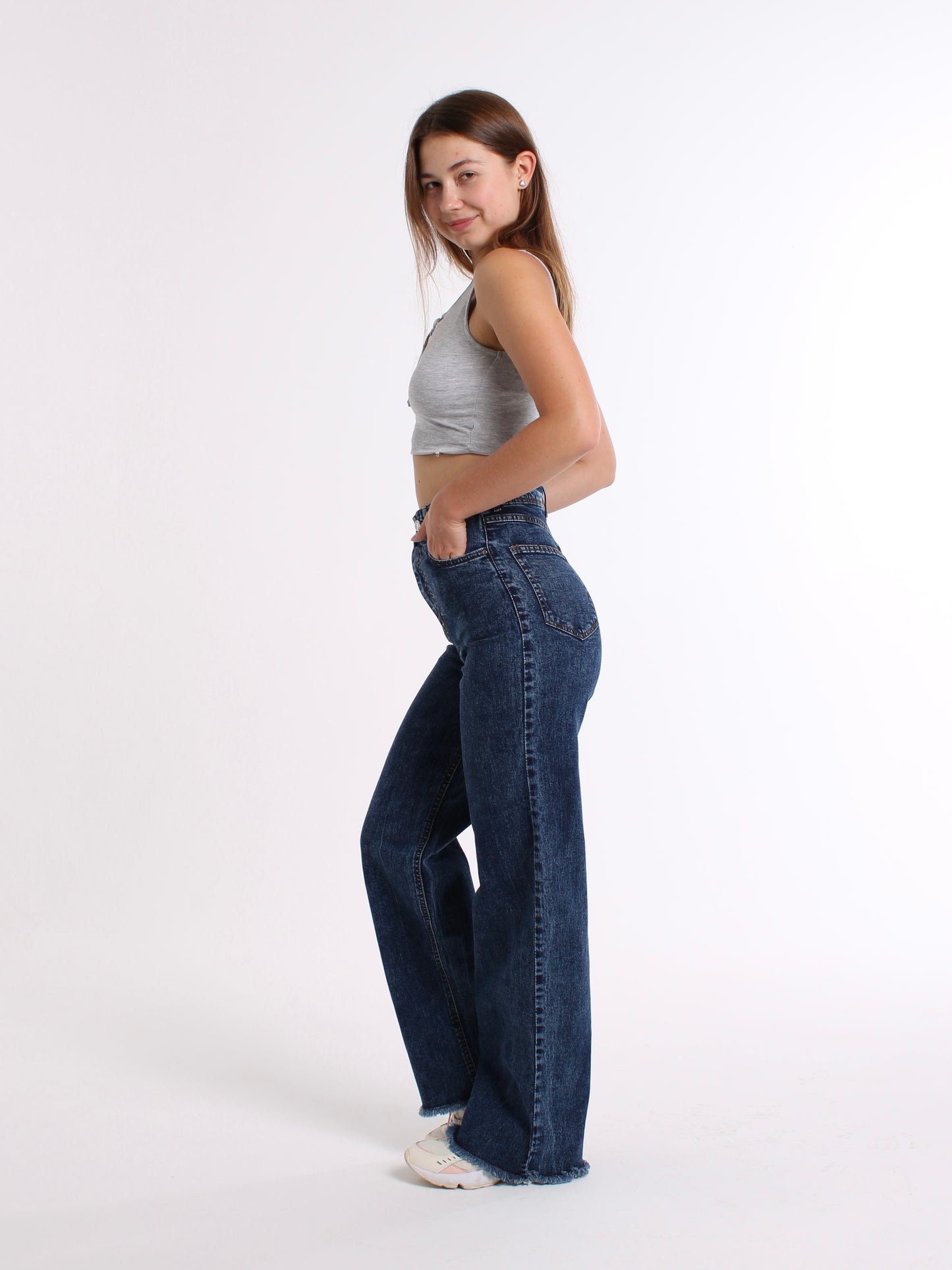 Rich Blue Cropped Masha Wide Leg Jeans
