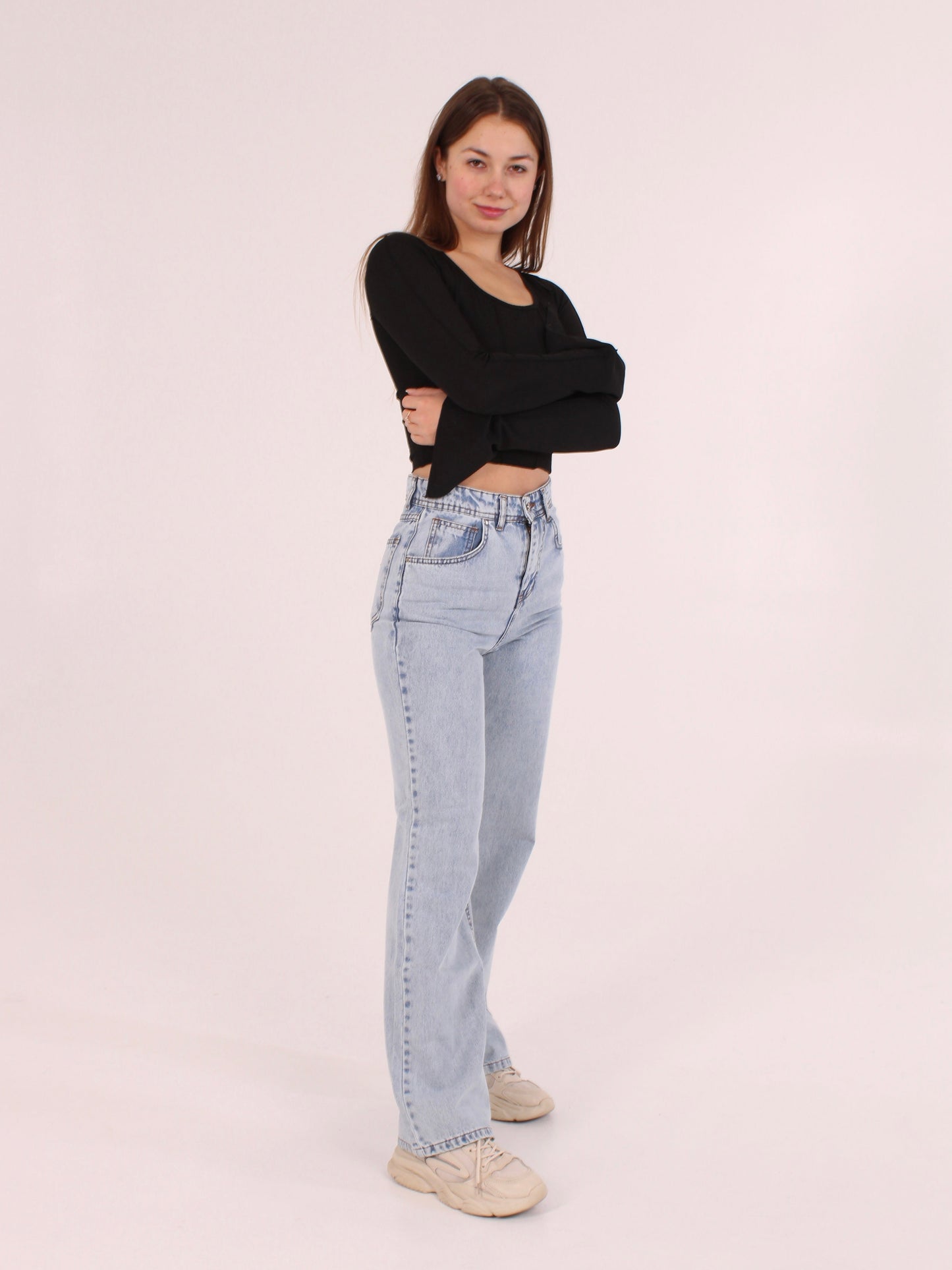 Light Blue ANNA Straight Leg Full Length Jeans