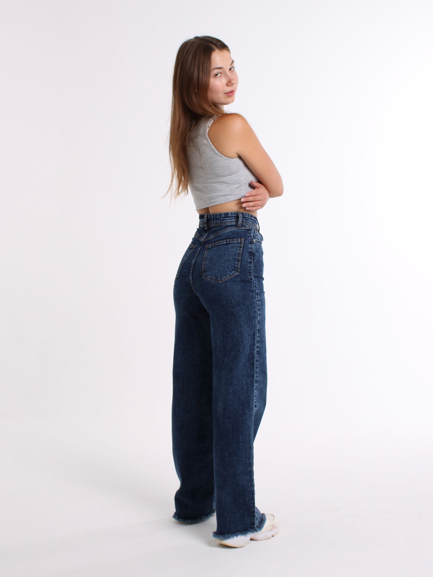 Rich Blue Cropped Masha Wide Leg Jeans