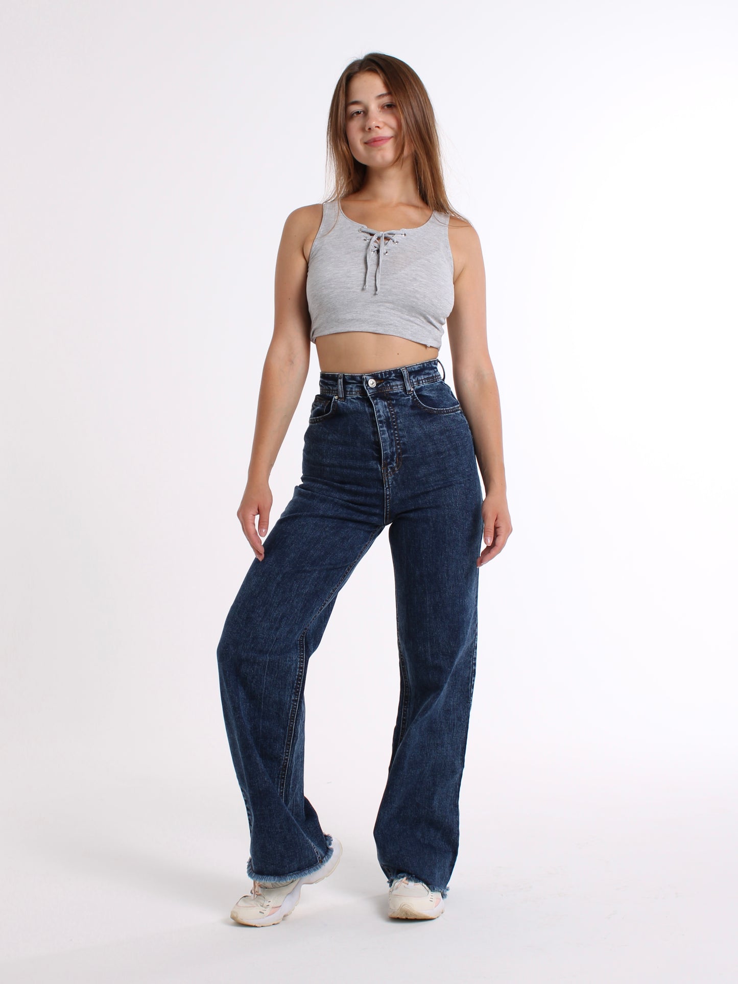 Rich Blue Cropped Masha Wide Leg Jeans