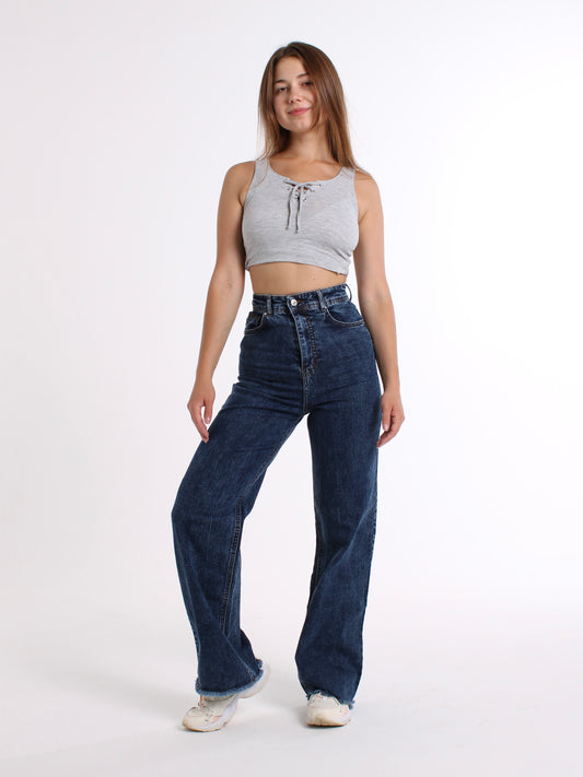 Rich Blue Cropped Masha Wide Leg Jeans