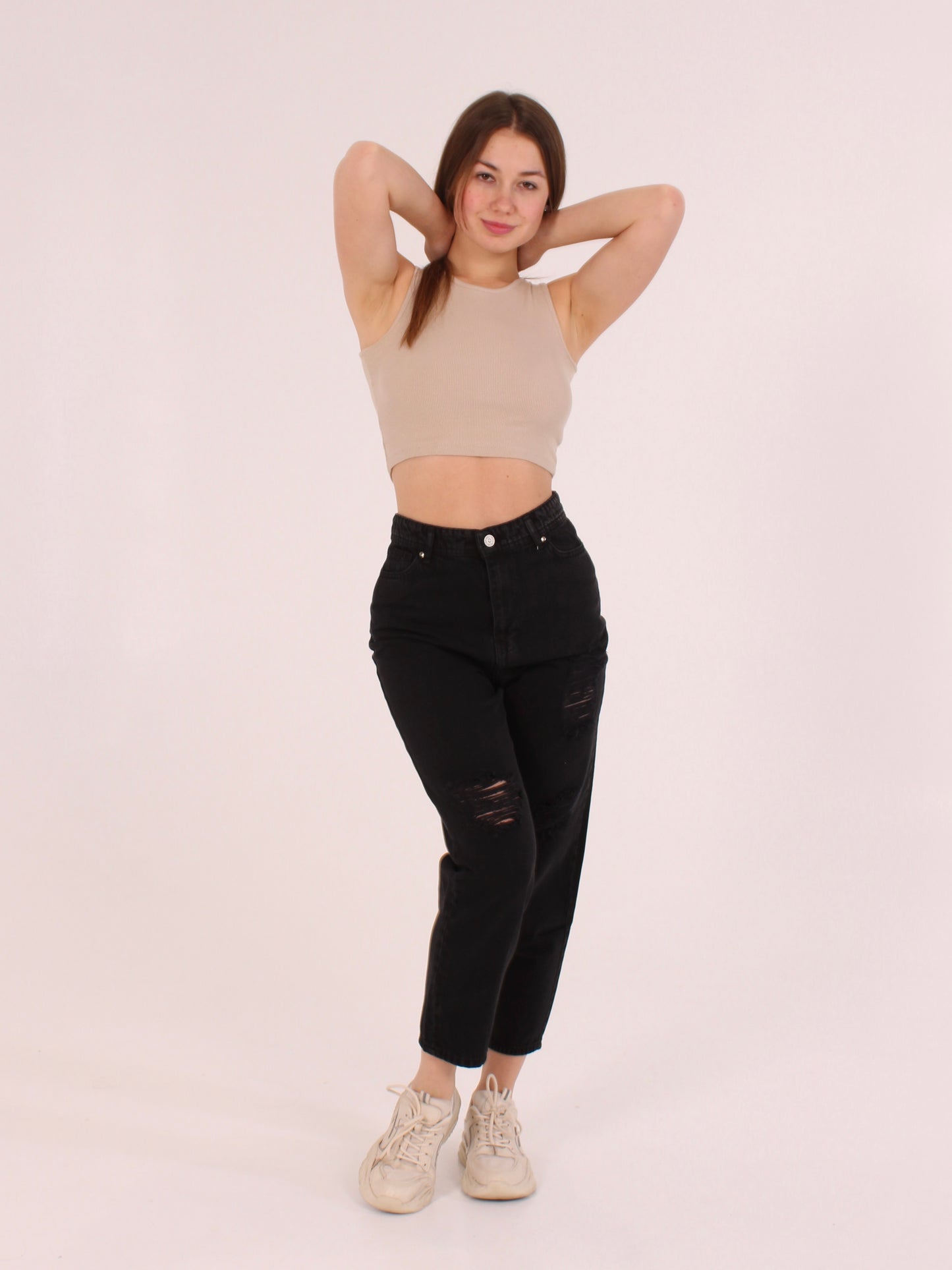 Washed Black Ripped Polina Mom Jeans