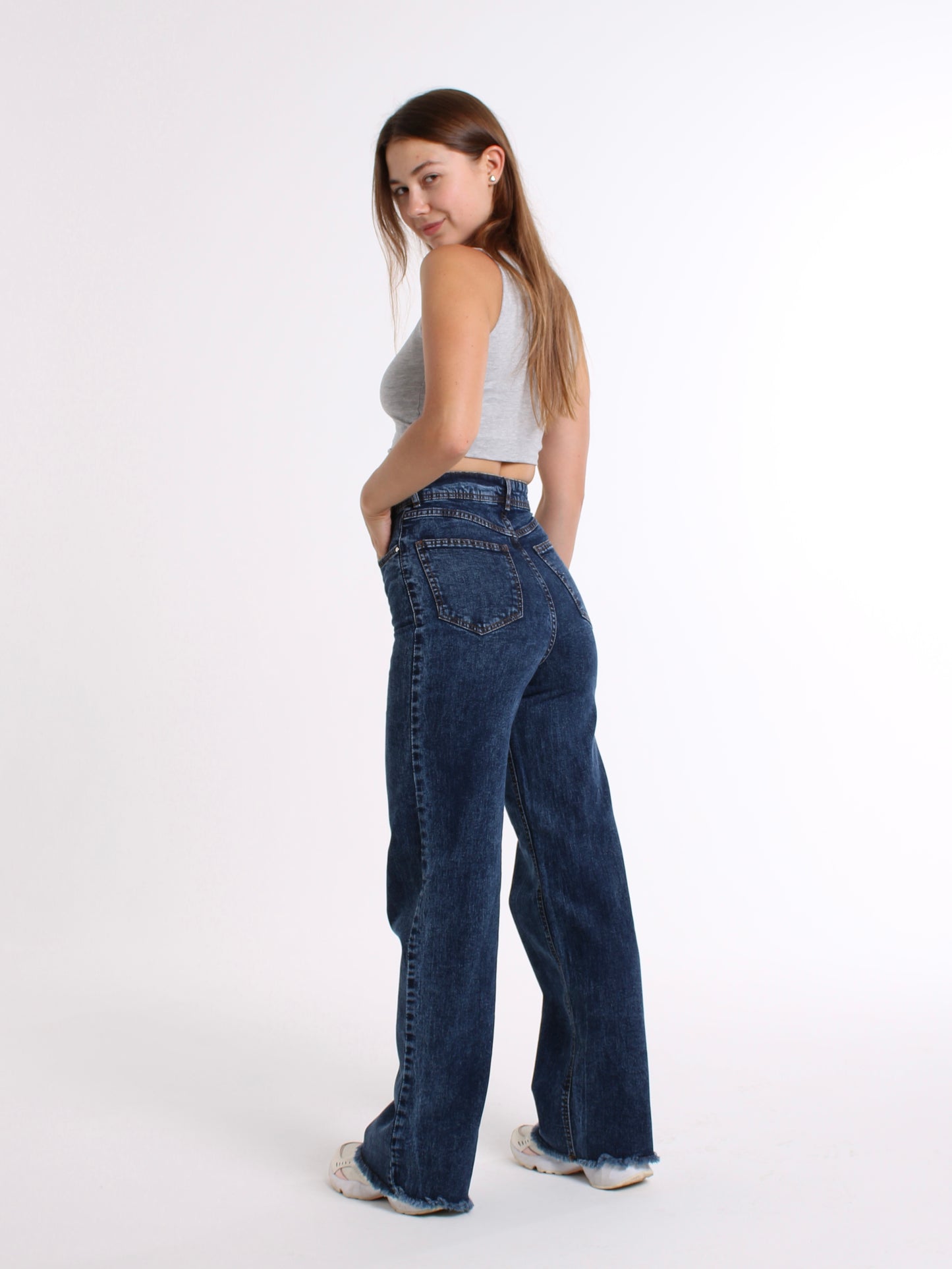 Rich Blue Cropped Masha Wide Leg Jeans