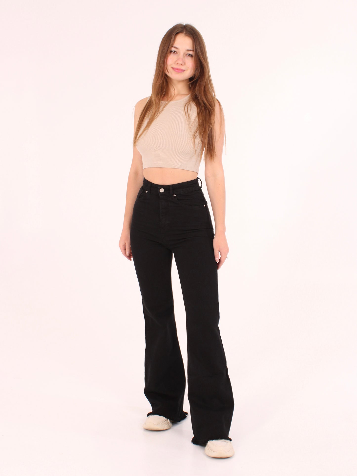 Cropped Black Viki Flared 70's