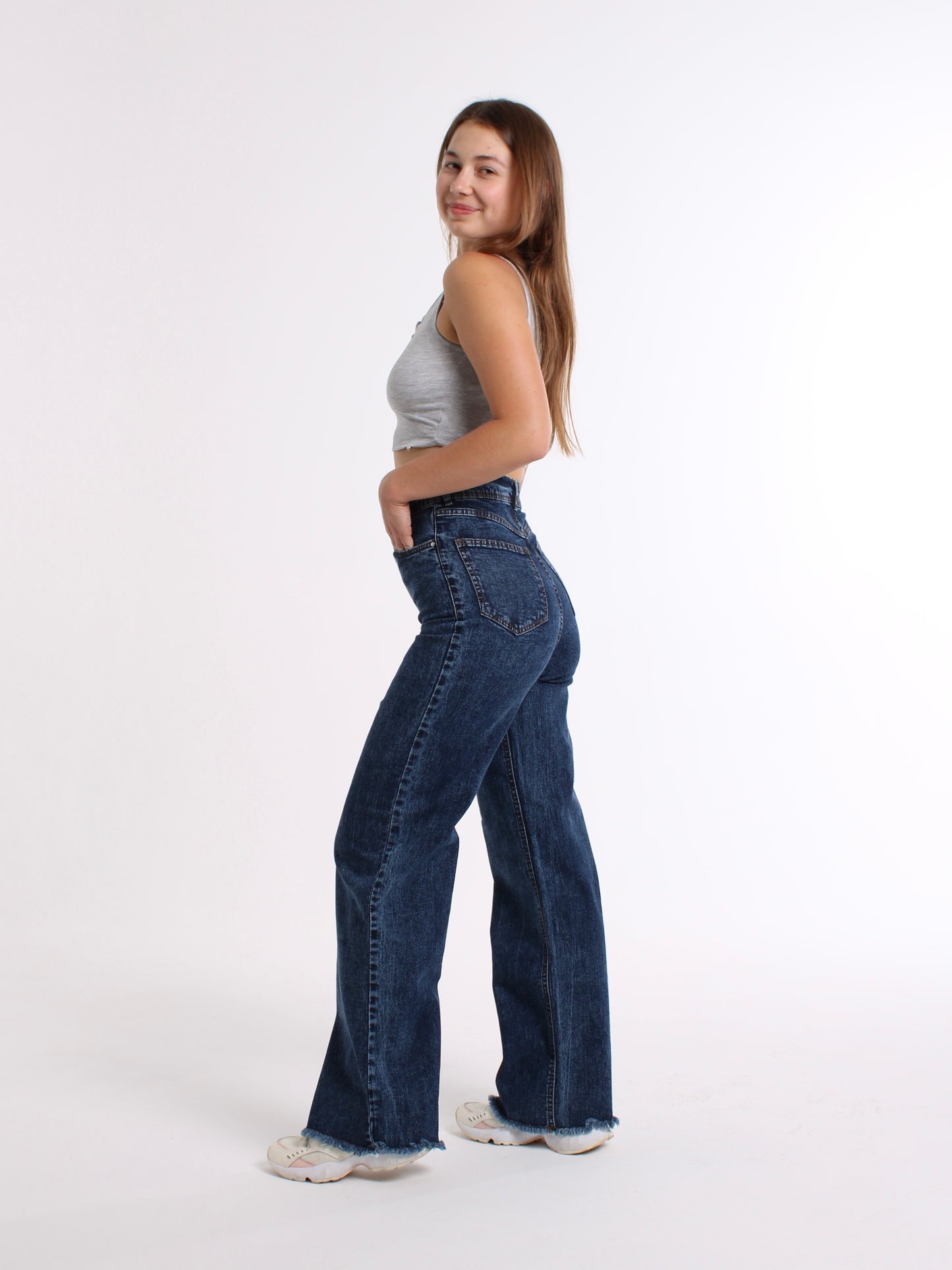 Rich Blue Cropped Masha Wide Leg Jeans