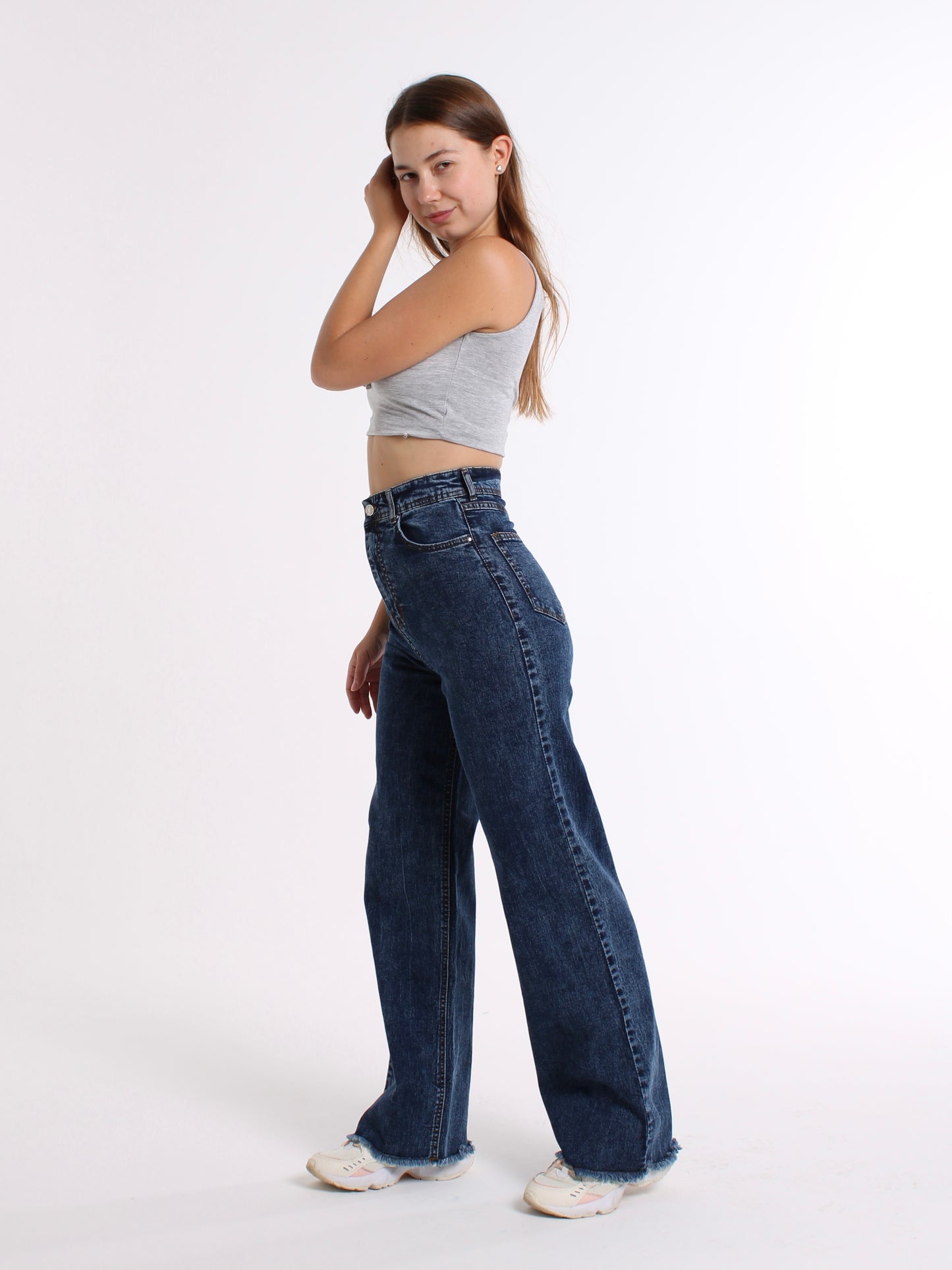 Rich Blue Cropped Masha Wide Leg Jeans