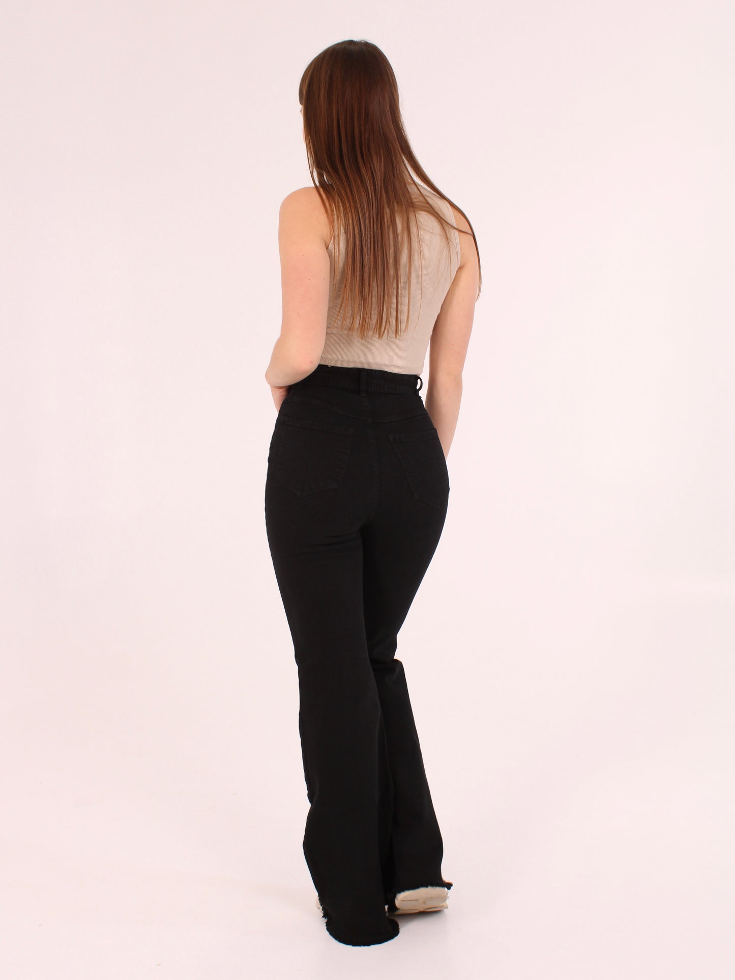 Cropped Black Viki Flared 70's