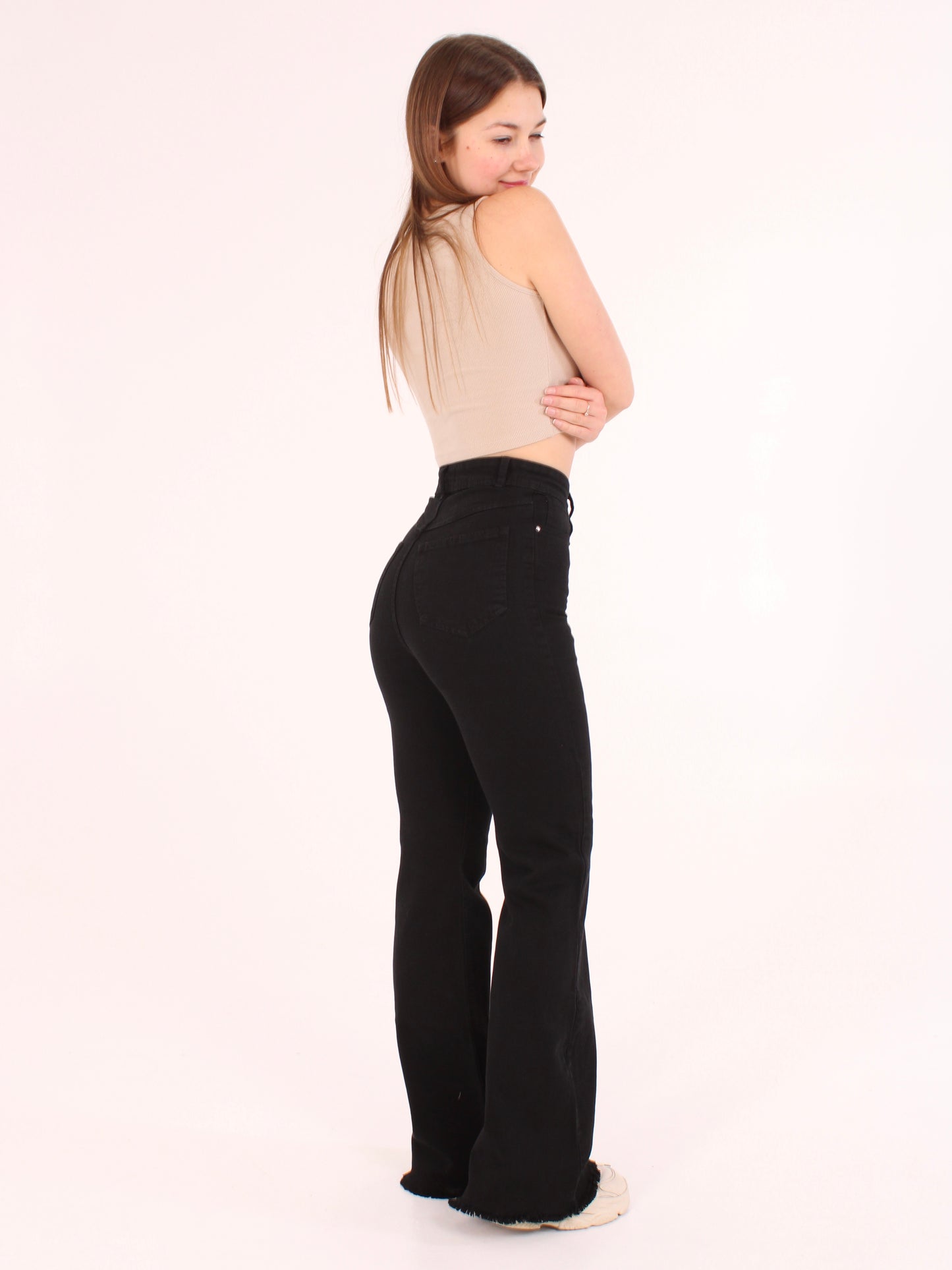 Cropped Black Viki Flared 70's