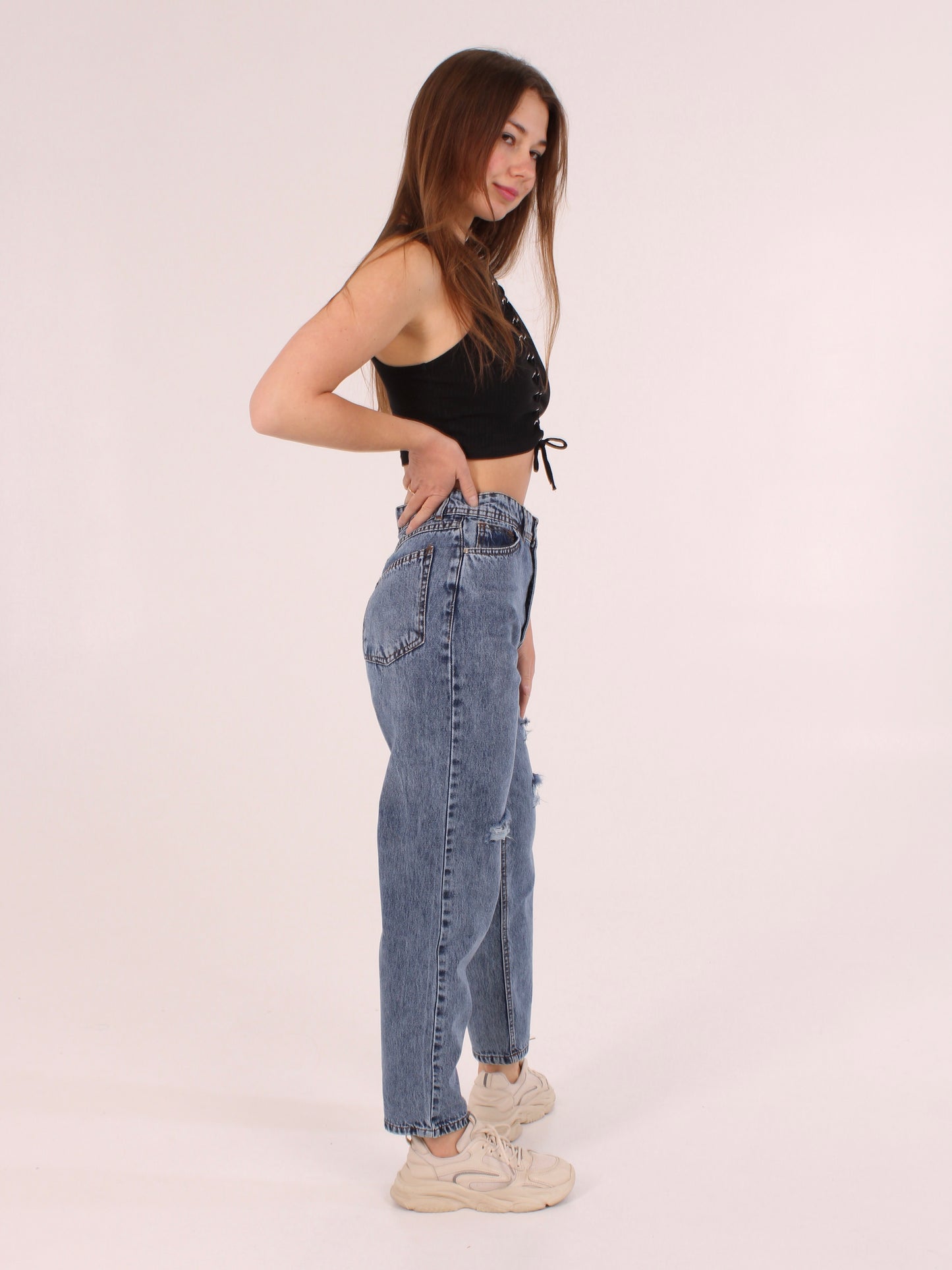 Blue Ripped Polina Mom Jeans