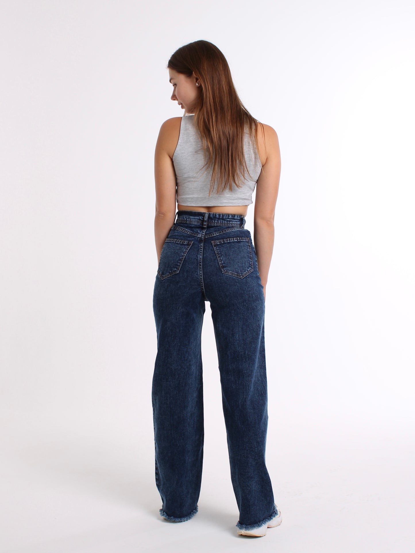 Rich Blue Cropped Masha Wide Leg Jeans