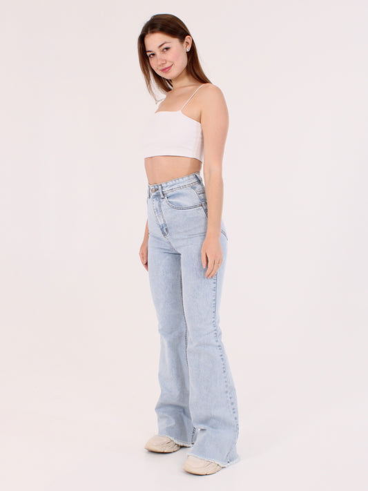 Cropped Ocean Blue Viki Flared 70's