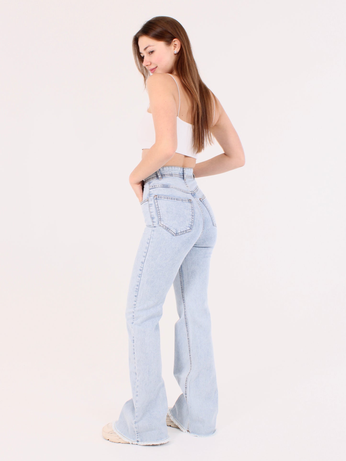Cropped Ocean Blue Viki Flared 70's