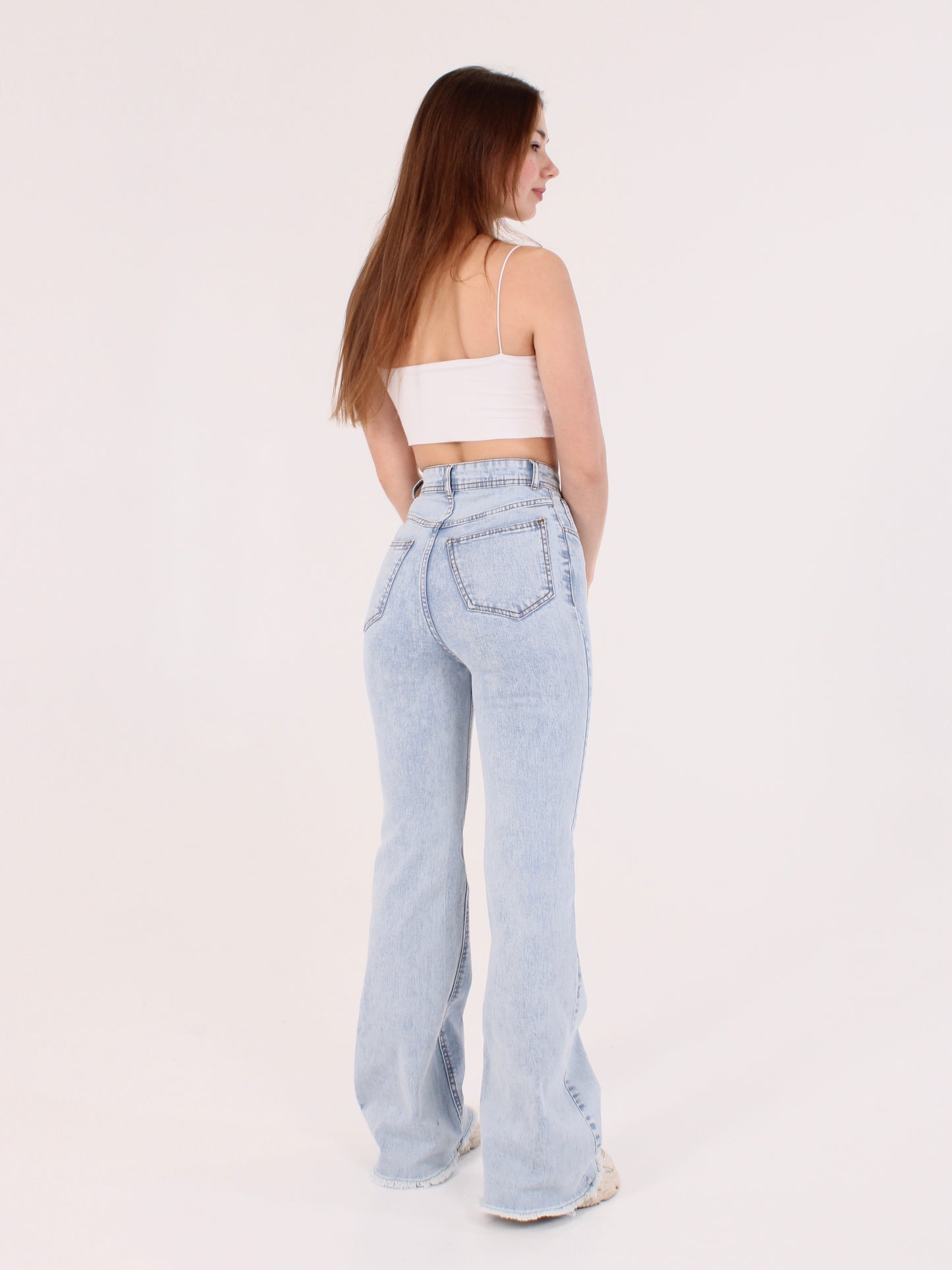 Cropped Ocean Blue Viki Flared 70's