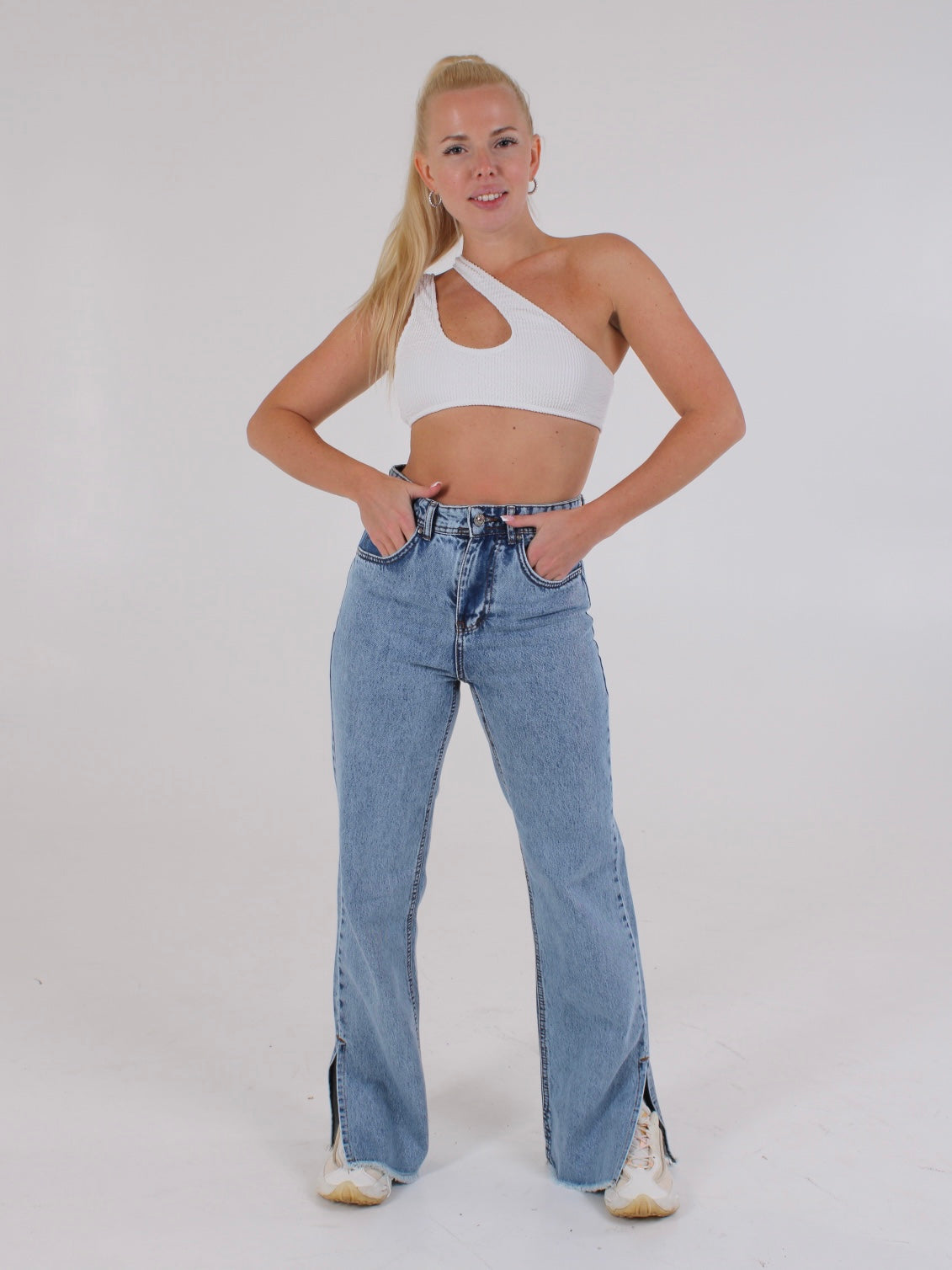 Ocean Blue Anna Straight Leg Cropped Hem Split
