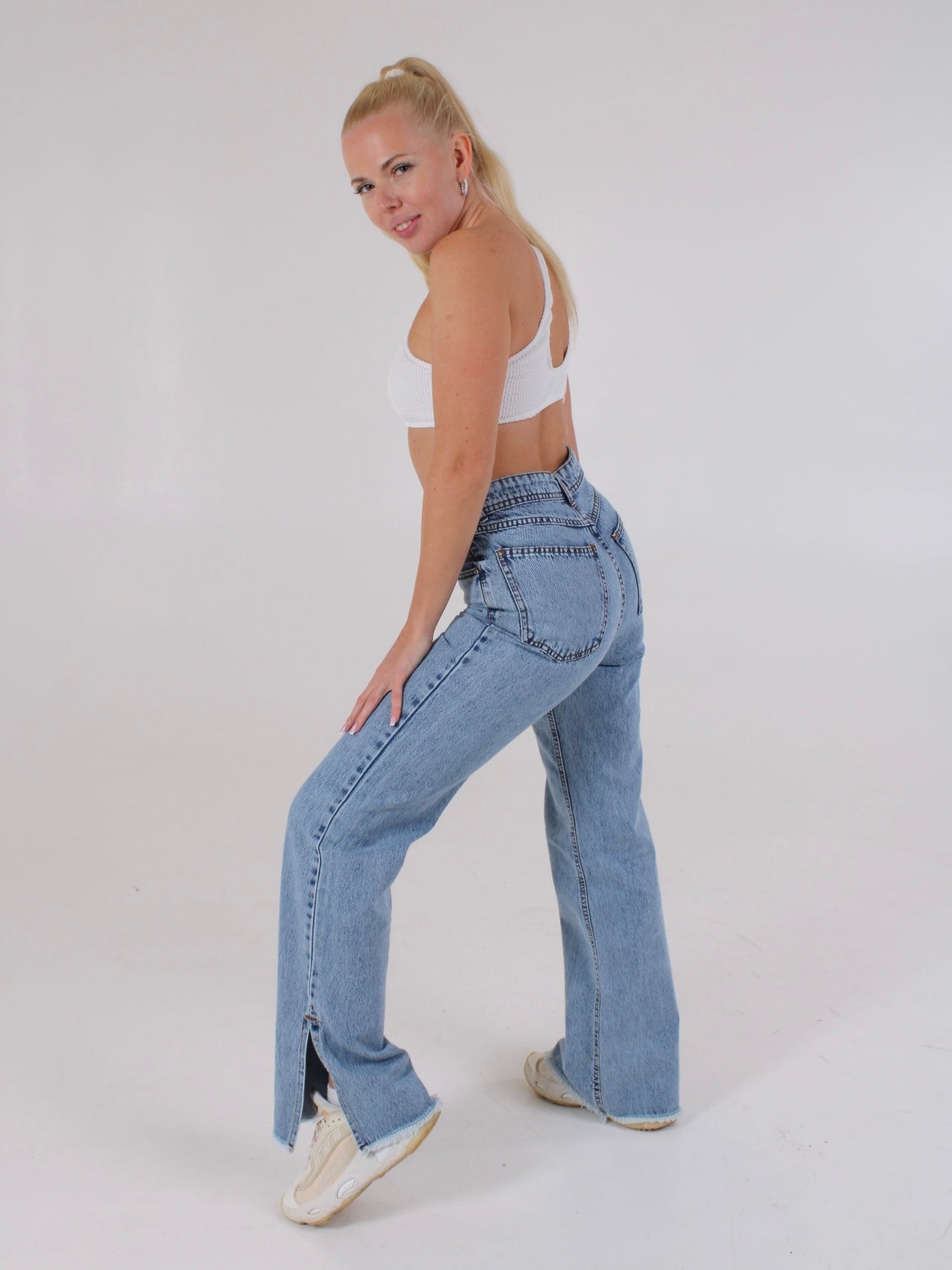 Ocean Blue Anna Straight Leg Cropped Hem Split