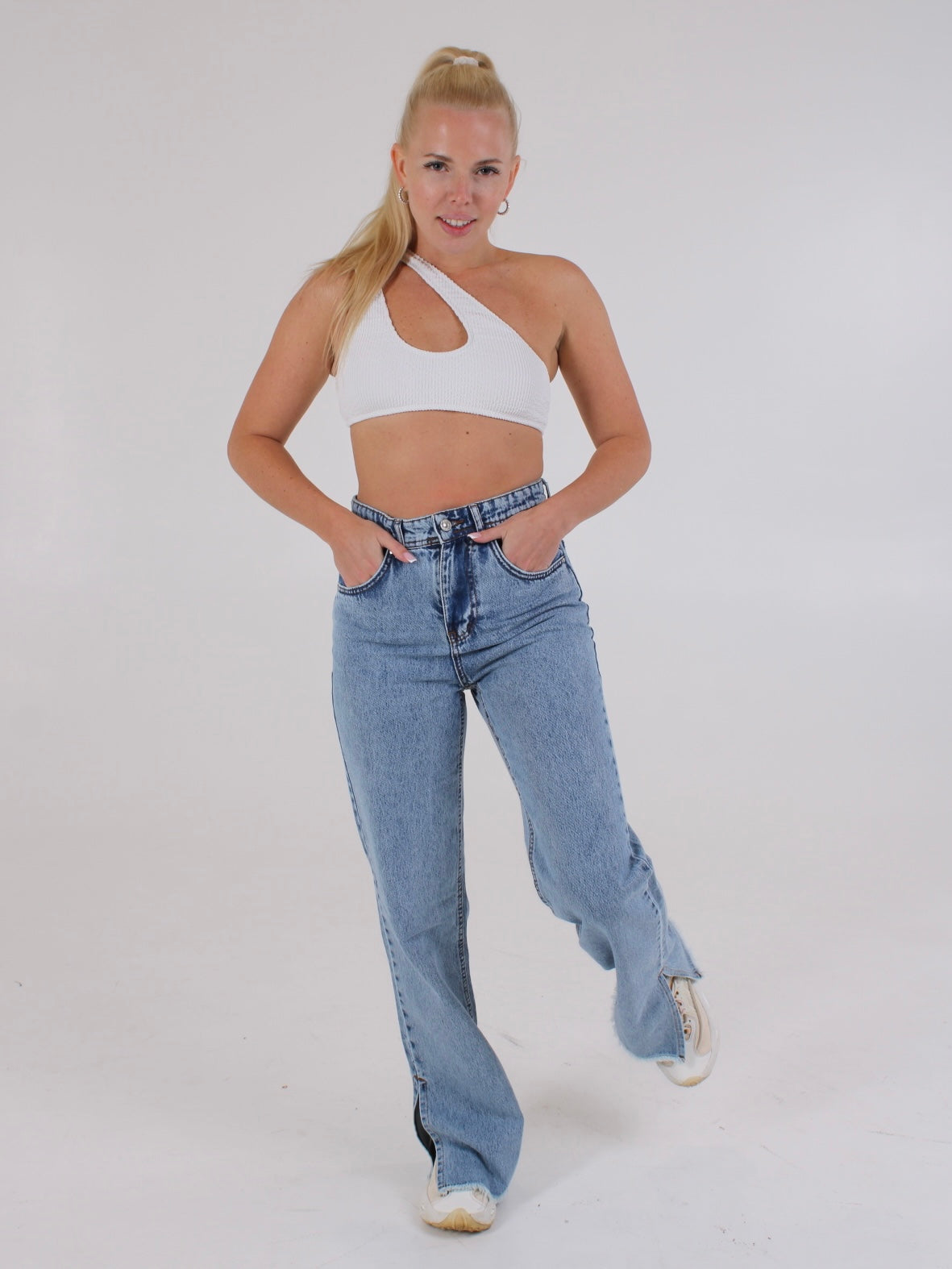 Ocean Blue Anna Straight Leg Cropped Hem Split