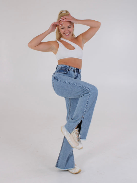 Ocean Blue Anna Straight Leg Cropped Hem Split