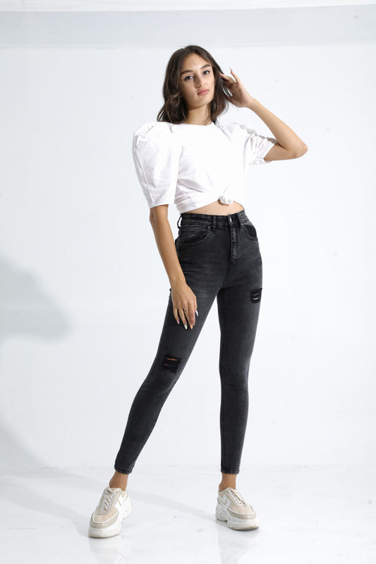 Black Ripped Yulia skinny jeans