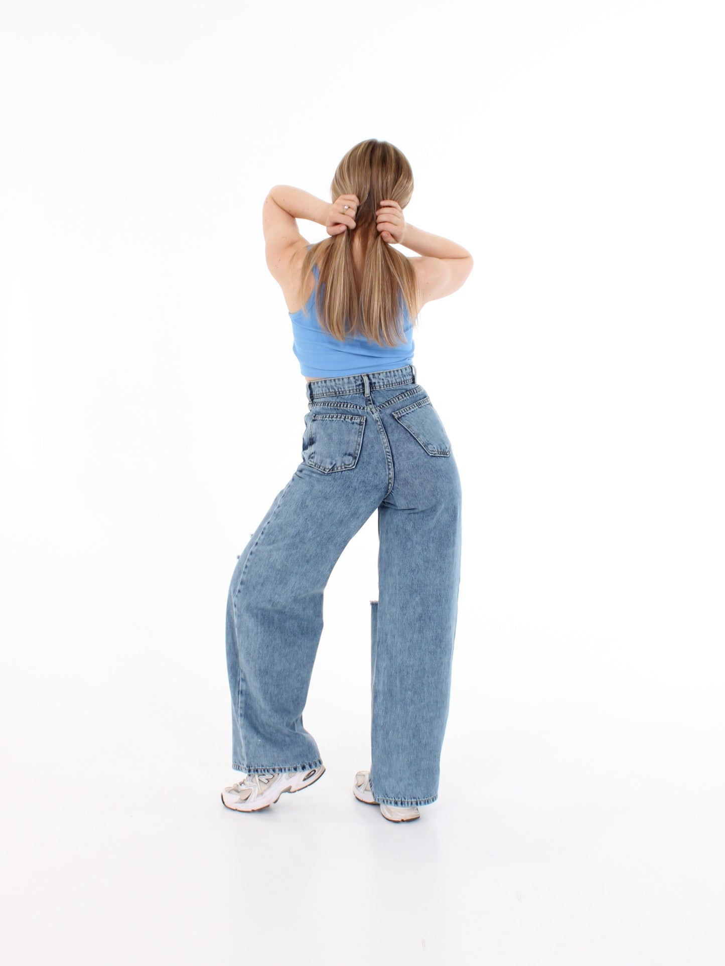 Blue Ripped Masha Wide Leg Jeans