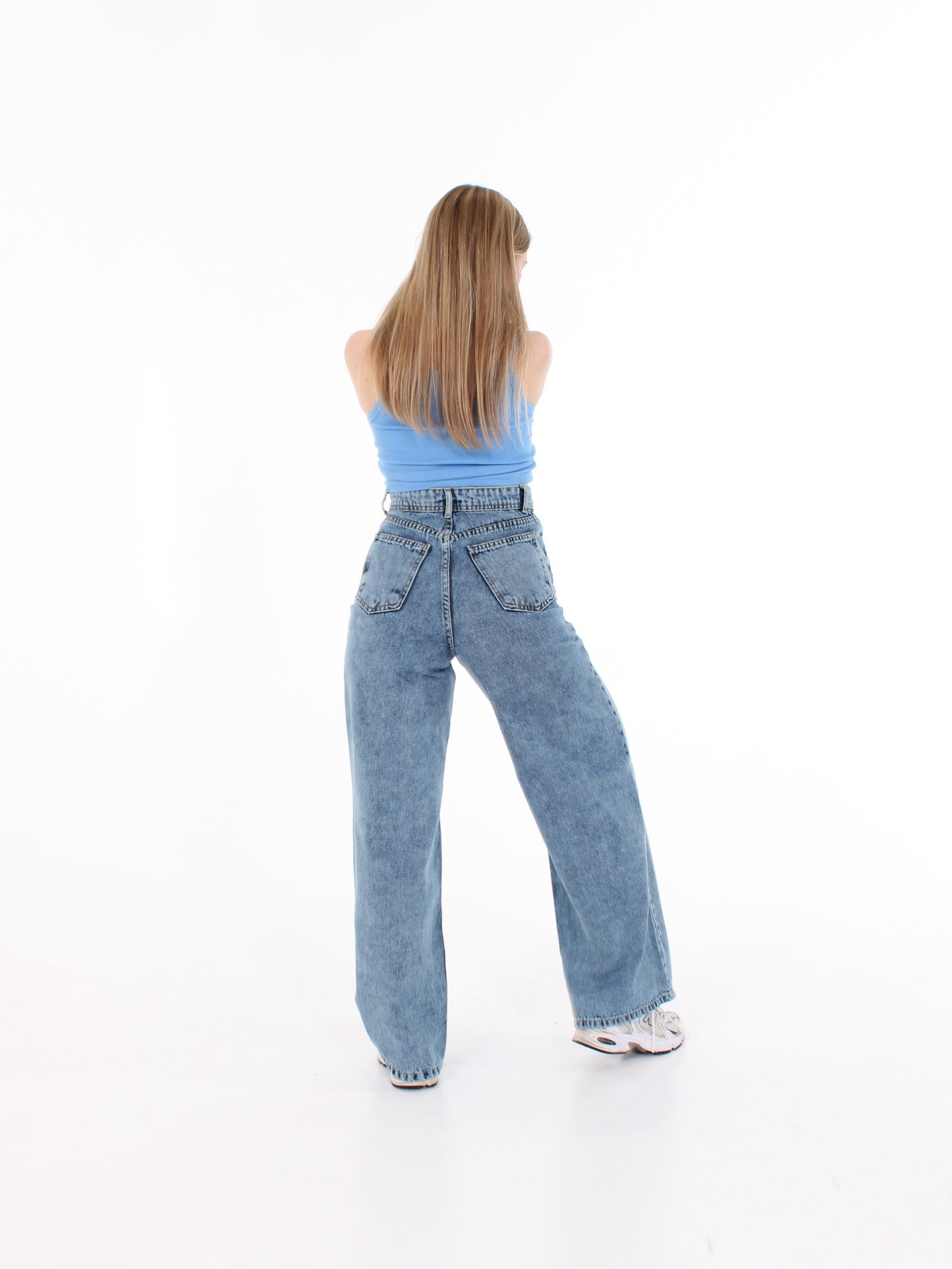Blue Ripped Masha Wide Leg Jeans